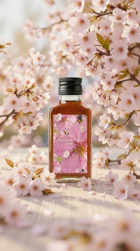 桜をイメージした背景のANOTHER COLA 100 極美 サクラのボトル